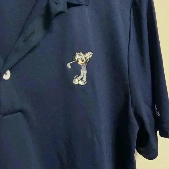 Men Adidas Navy Blue Golf Polo with Embroidered Mickey Mouse - Size Large - Picture 4 of 10